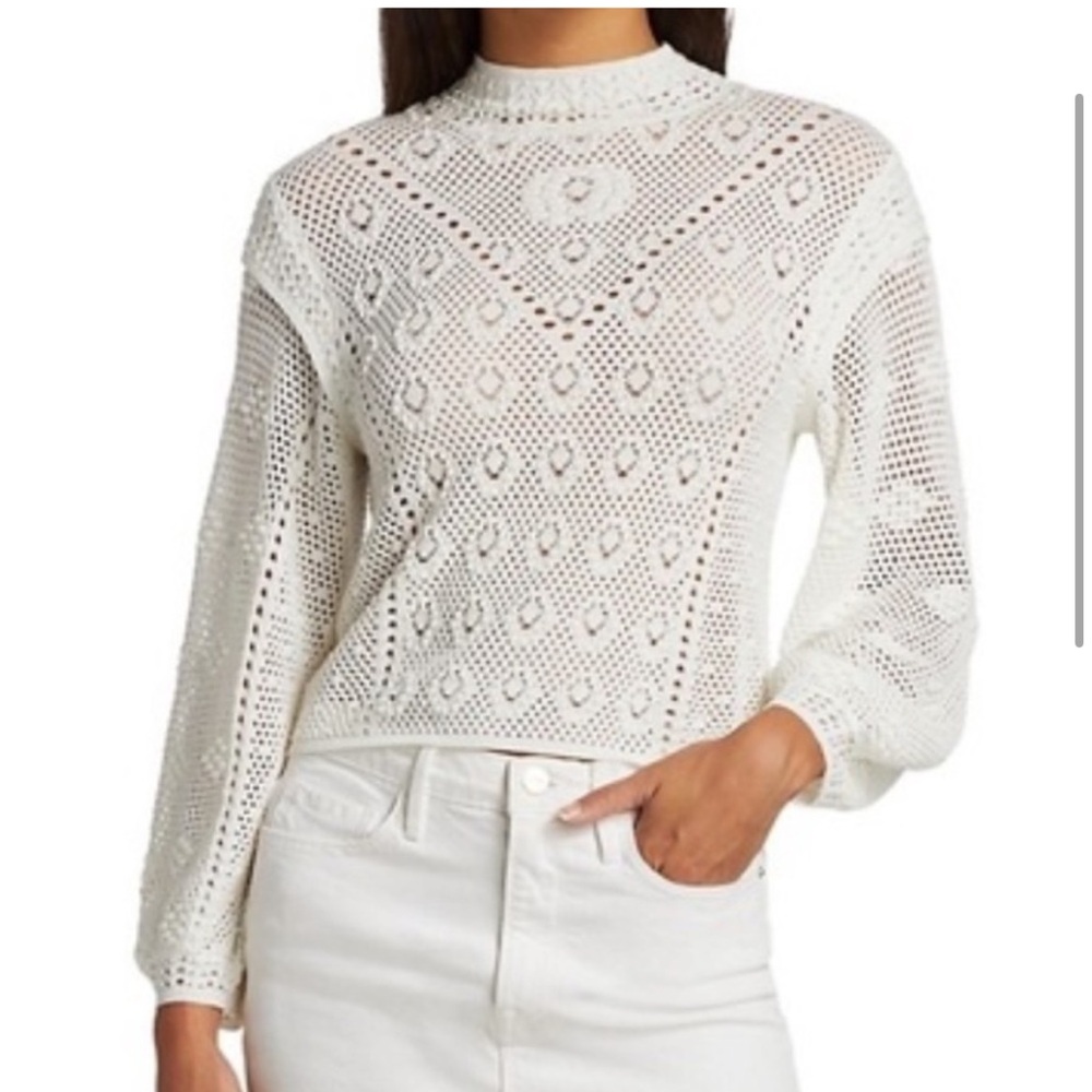 WHBM Mock Neck Pointelle Pullover